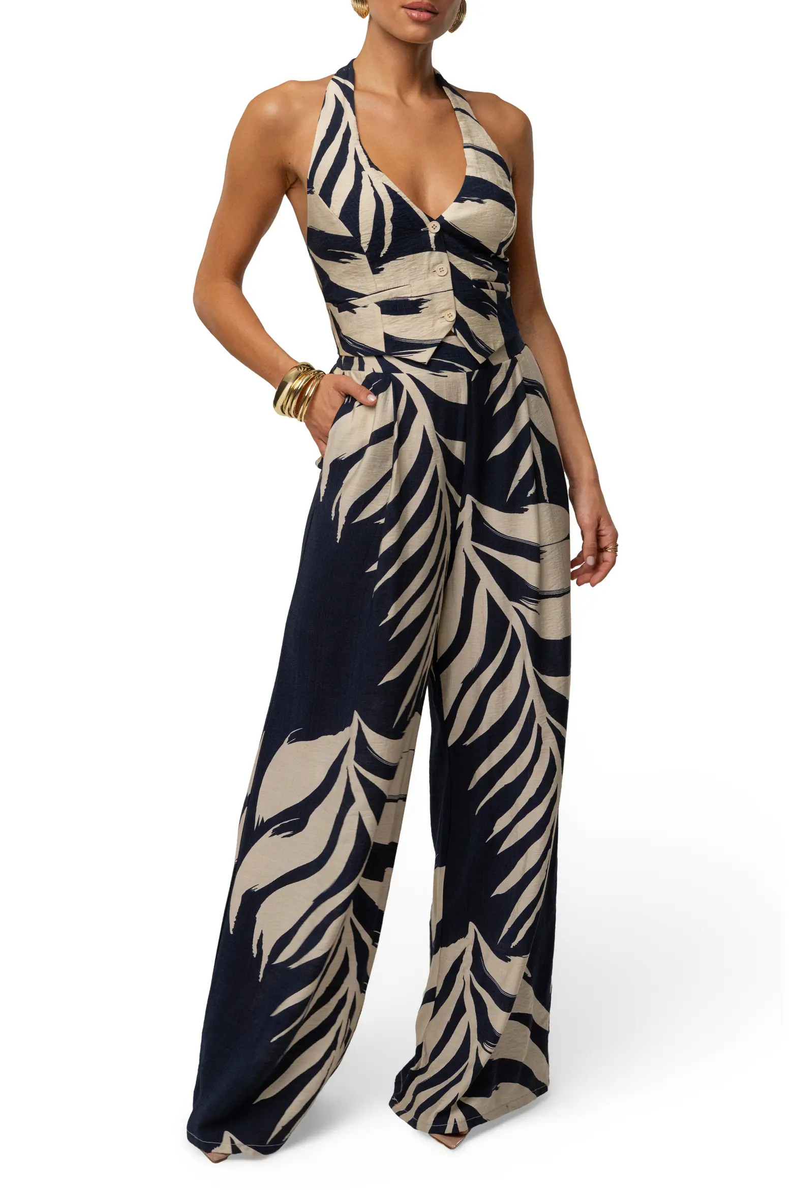 JLUXLABEL Tropical Daze Halter Top & Wide Leg Pant Set (Women) | Nordstrom | Nordstrom