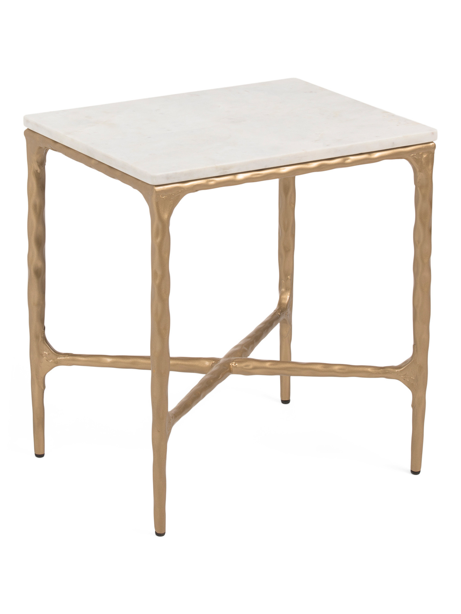 18x14x20 Marble Top Hammered Iron Rectangular Side Table | TJ Maxx