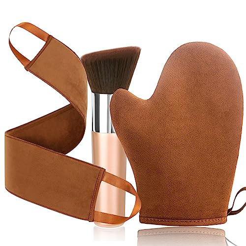 VNITT 3 IN 1 Self Tanning Mitt Applicator Kit Set,Self Tanning Glove and Back Self Tanner Applicator Kabuki Self Tanner Brush,Sunscreen Brush- Fake Tan Applicator for Face and Body,Hands | Amazon (US)