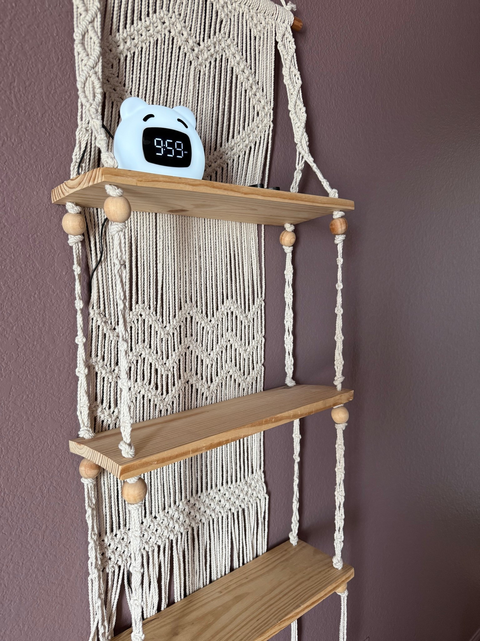 Macrame Wall Hanging Shelf 3 Tier Boho Wall Plant Hanger Shelves, Handmade of Woven Rope Boho Shelves Organizer for Living Room Bathroom Home Storage Floating Plant Rack Bohemian décor

#LTKHome #LTKKids #LTKStyleTip