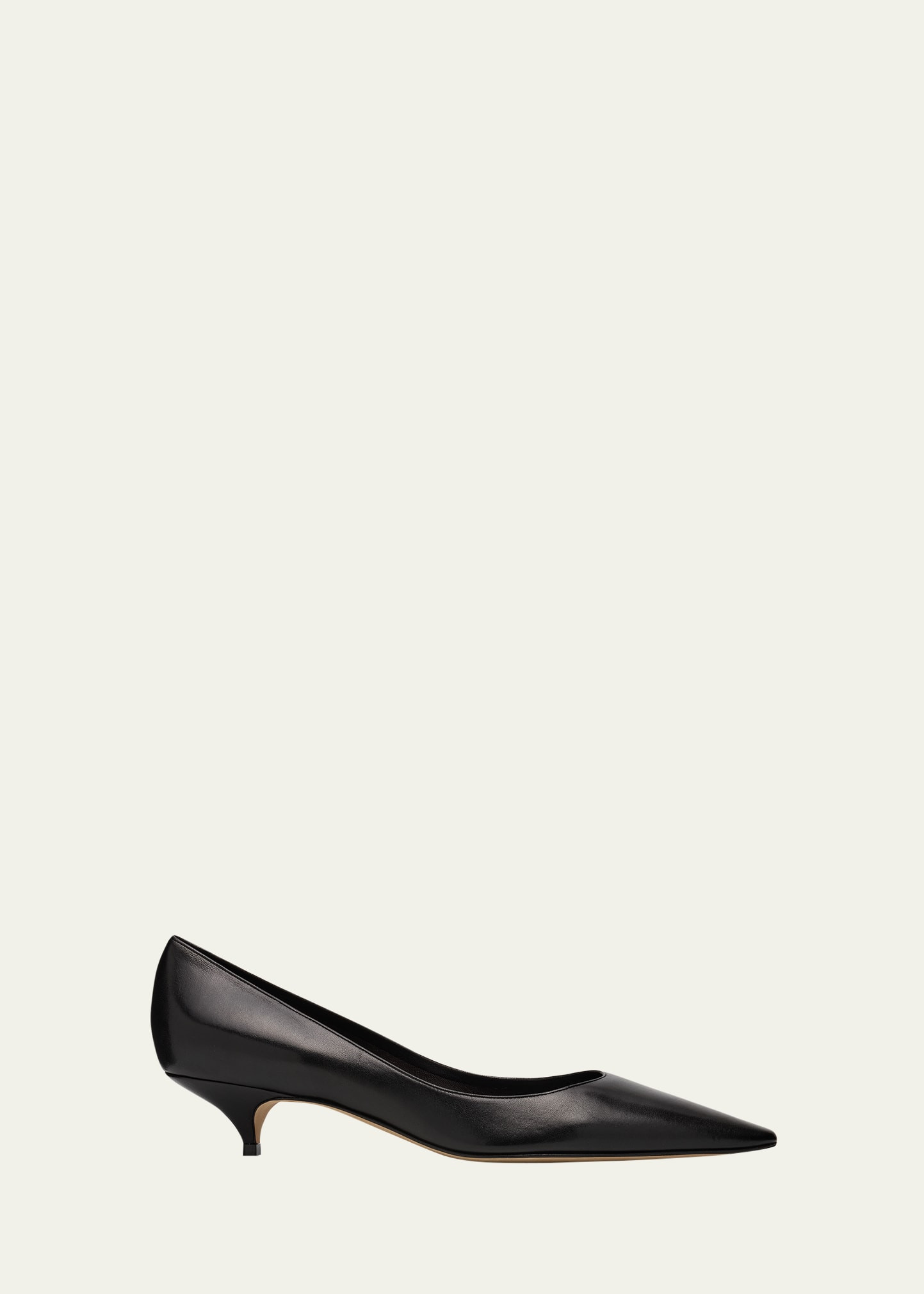 THE ROW Liisa Leather Kitten-Heel Pumps | Bergdorf Goodman