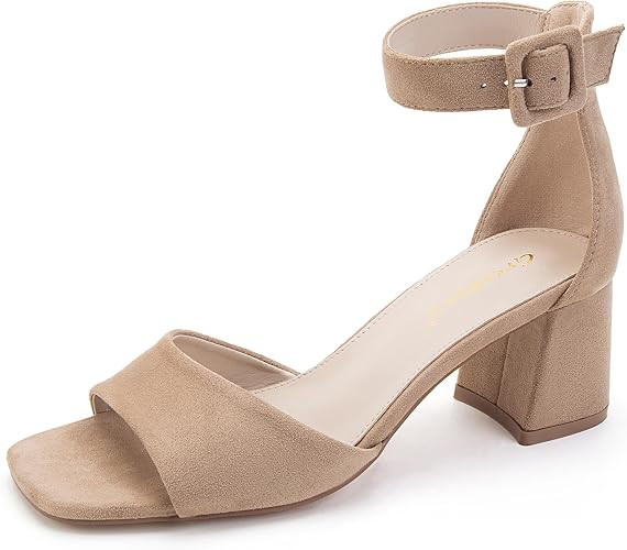 Greatonu Sandals For Women 2024 Women's Ankle Strap Block Heels Dress Shoes Open Toe Heeled Sanda... | Amazon (US)