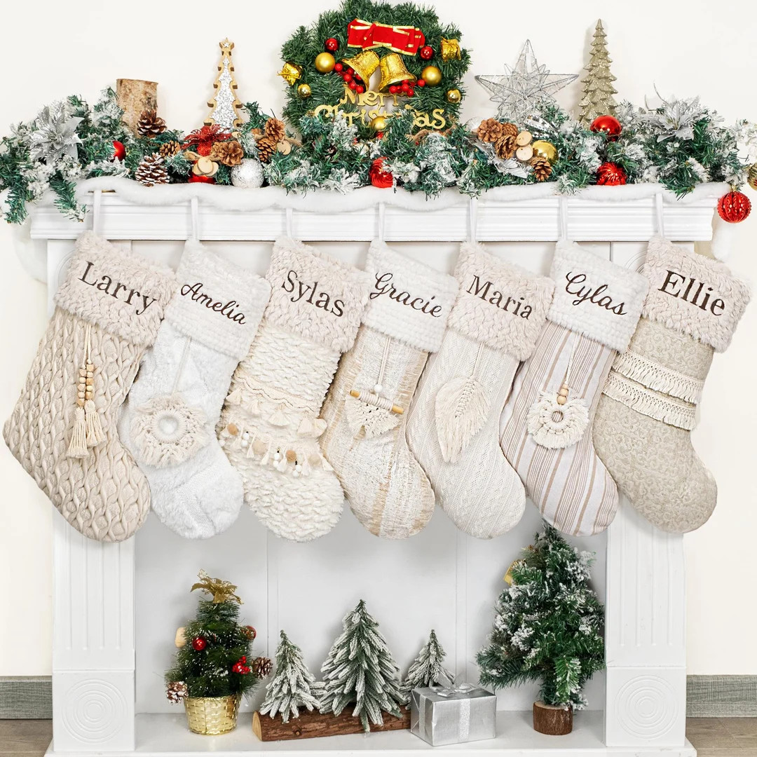Minimalist Christmas Stockings Personalized Stockings With Tassel Embroidered Stocking for Holida... | Etsy (US)