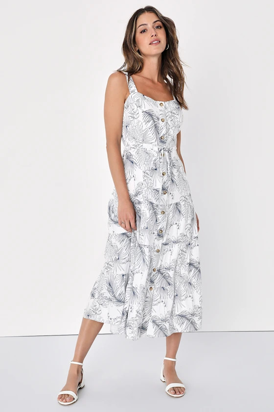 Vacay Dreaming White Floral Midi Dress With Pockets | Lulus (US)