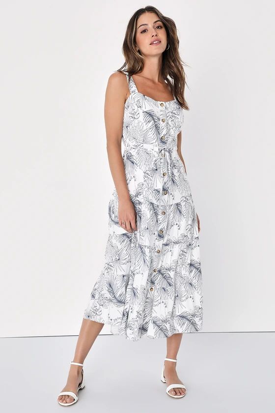 Vacay Dreaming White Floral Midi Dress With Pockets | Lulus (US)