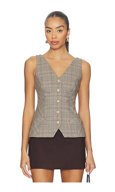 Good American Plaid Vest in Glen Plaid001 from Revolve.com | Revolve Clothing (Global)