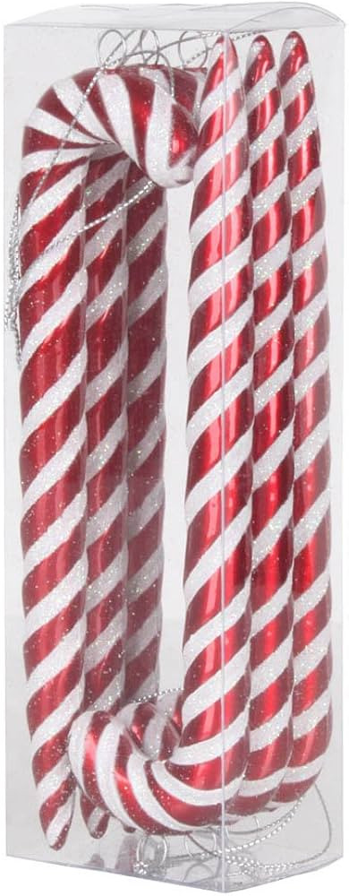 vickerman 377246 – 7.5" Red/White Iridescent brillo Bastón de caramelo Árbol de Navidad Ornamento (6 | Amazon (US)