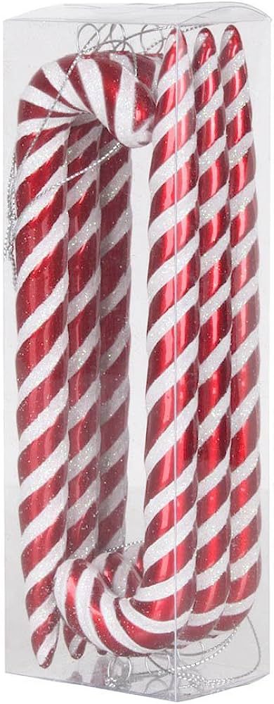 vickerman 377246 – 7.5" Red/White Iridescent brillo Bastón de caramelo Árbol de Navidad Ornamento (6 | Amazon (US)