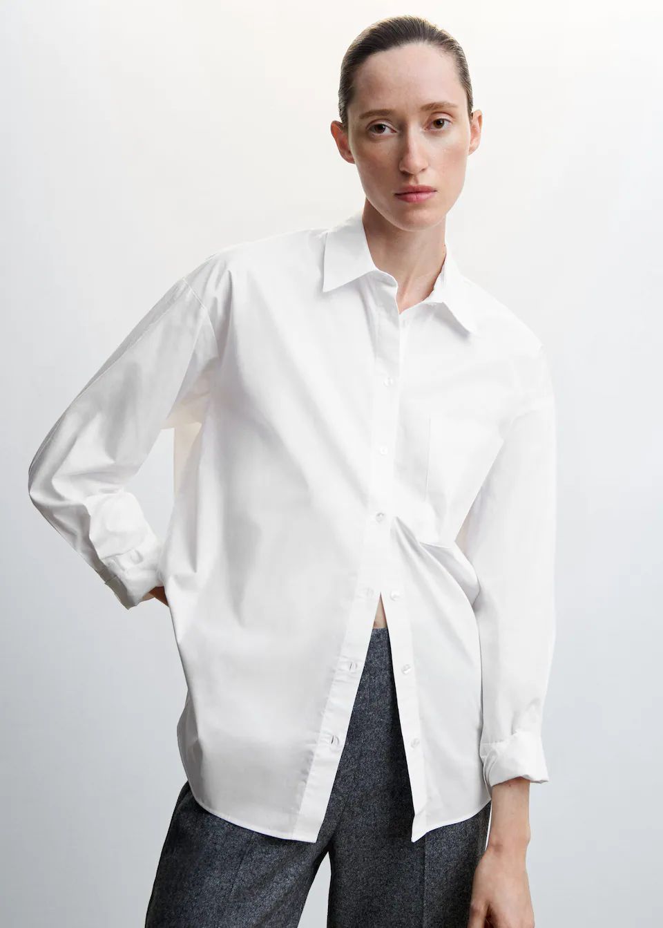 Oversize cotton shirt -  Women | Mango USA | MANGO (US)