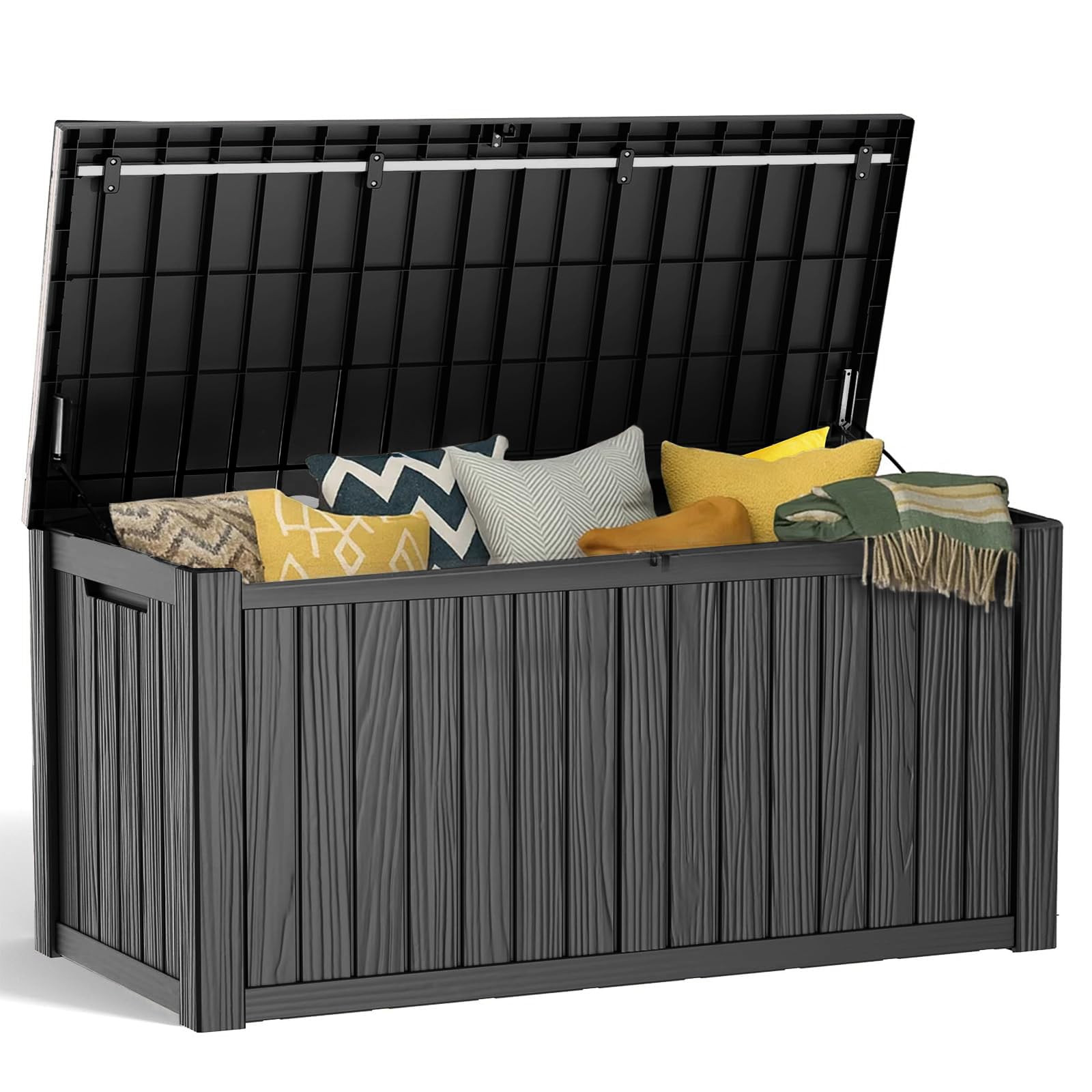 PatioZen 150 Gallon Resin Deck Box, Lockable Patio Outdoor Storage Box for Furniture, Garden Tool... | Amazon (US)