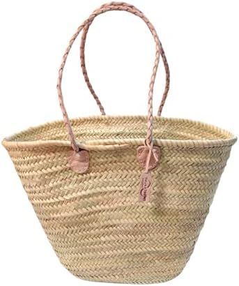 Medium Moroccan Market Shopping Basket - Short Leather Handles - W50 D18 H30 - | Amazon (UK)