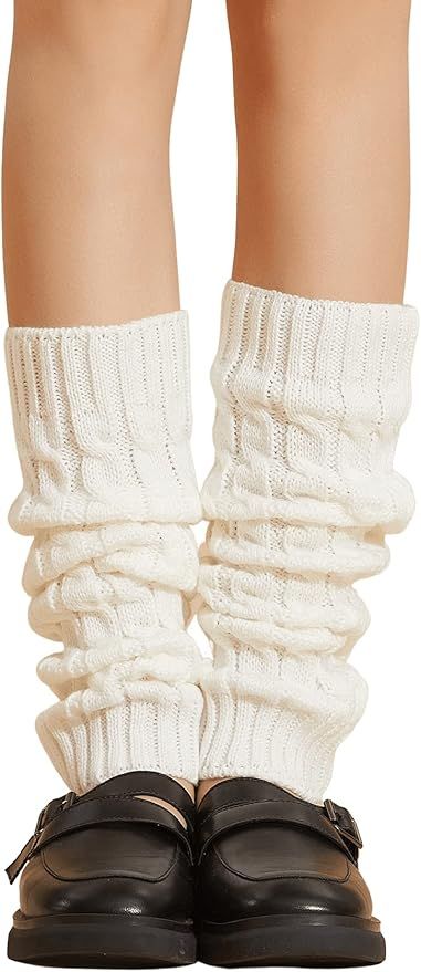 Verdusa Women's Solid Rib Knit Leg Warmers Y2K 80s Socks | Amazon (US)