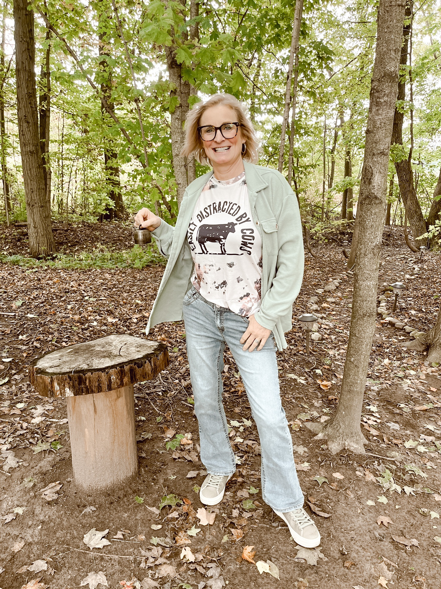 Deb is loving her new Easily Distracted By Cows graphic tee from Amazon. It is soft and stretchy and true to size. She was also pleasantly surprised by her new mid-rise bootcut jeans. She is 5’4” and the length was perfect for her. 

#LTKMidsize #LTKFindsUnder50 #LTKSaleAlert