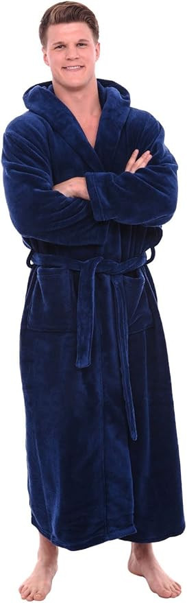 Alexander Del Rossa Men's Soft Plush Fleece Hooded Bathrobe, Full Length Long Warm Lounge Robe wi... | Amazon (US)