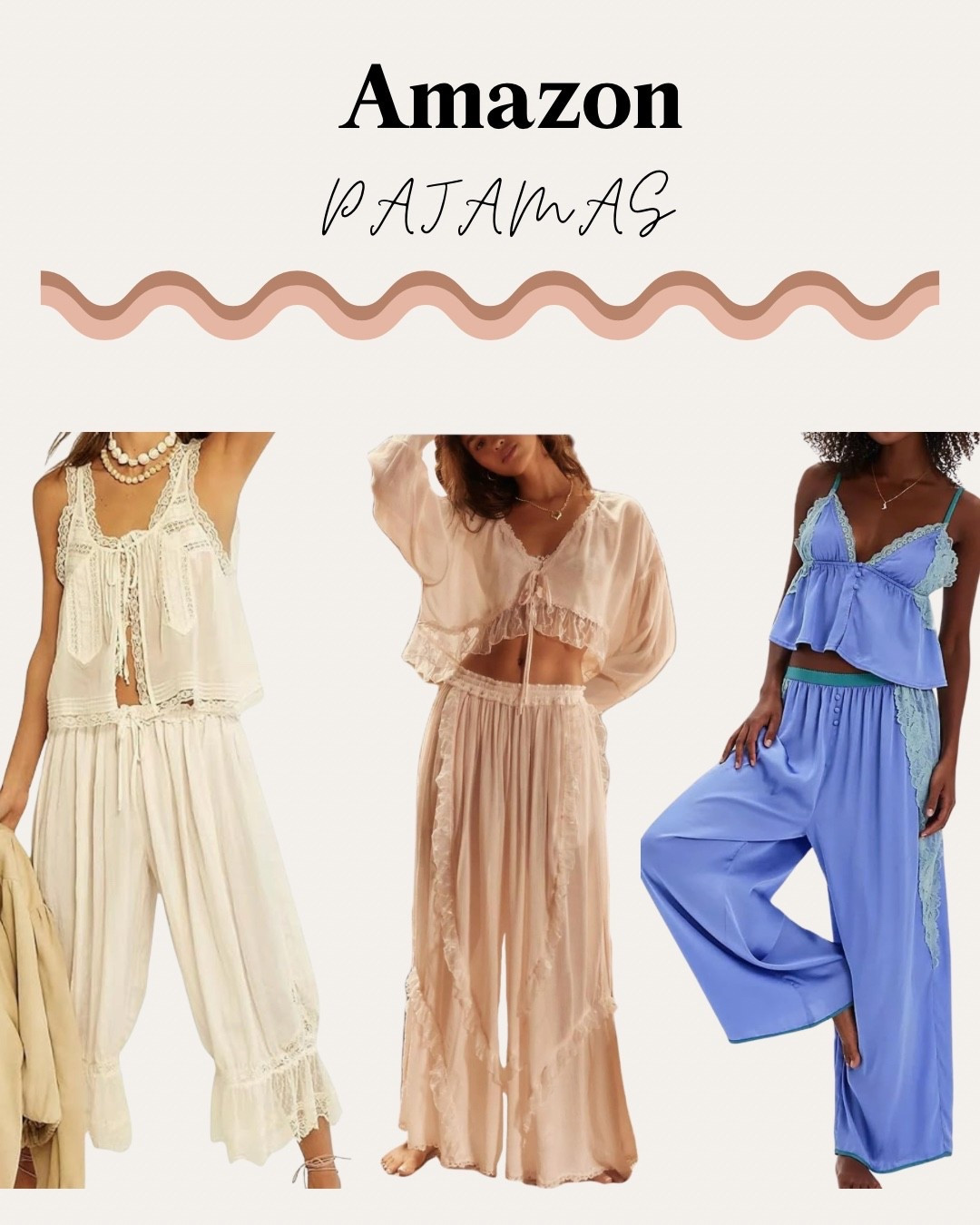 Amazon lace pajamas that look like a very well known brand we all know and love. These scream whimsical/boho vibes. 

#LTKFindsUnder50 #LTKmorningroutine #LTKMidsize