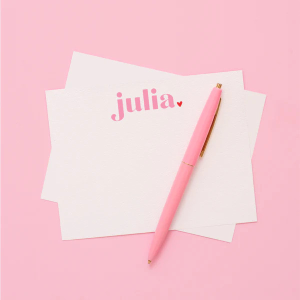 Valentine's Cheerful Heart First Name Personalized Stationery | Joy Creative Shop