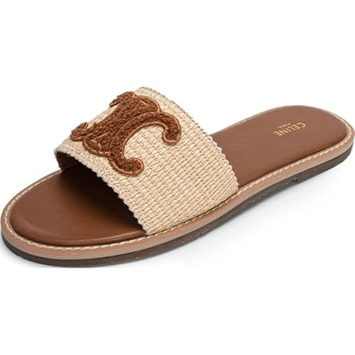 AZEEYHFC Raffia Wicker Flat Sandals for Women, Slip On Summer Straw Sandals for Women 2026, Comfortable Rattan Beach Essentials Slides 36 Brown | Amazon (US)
