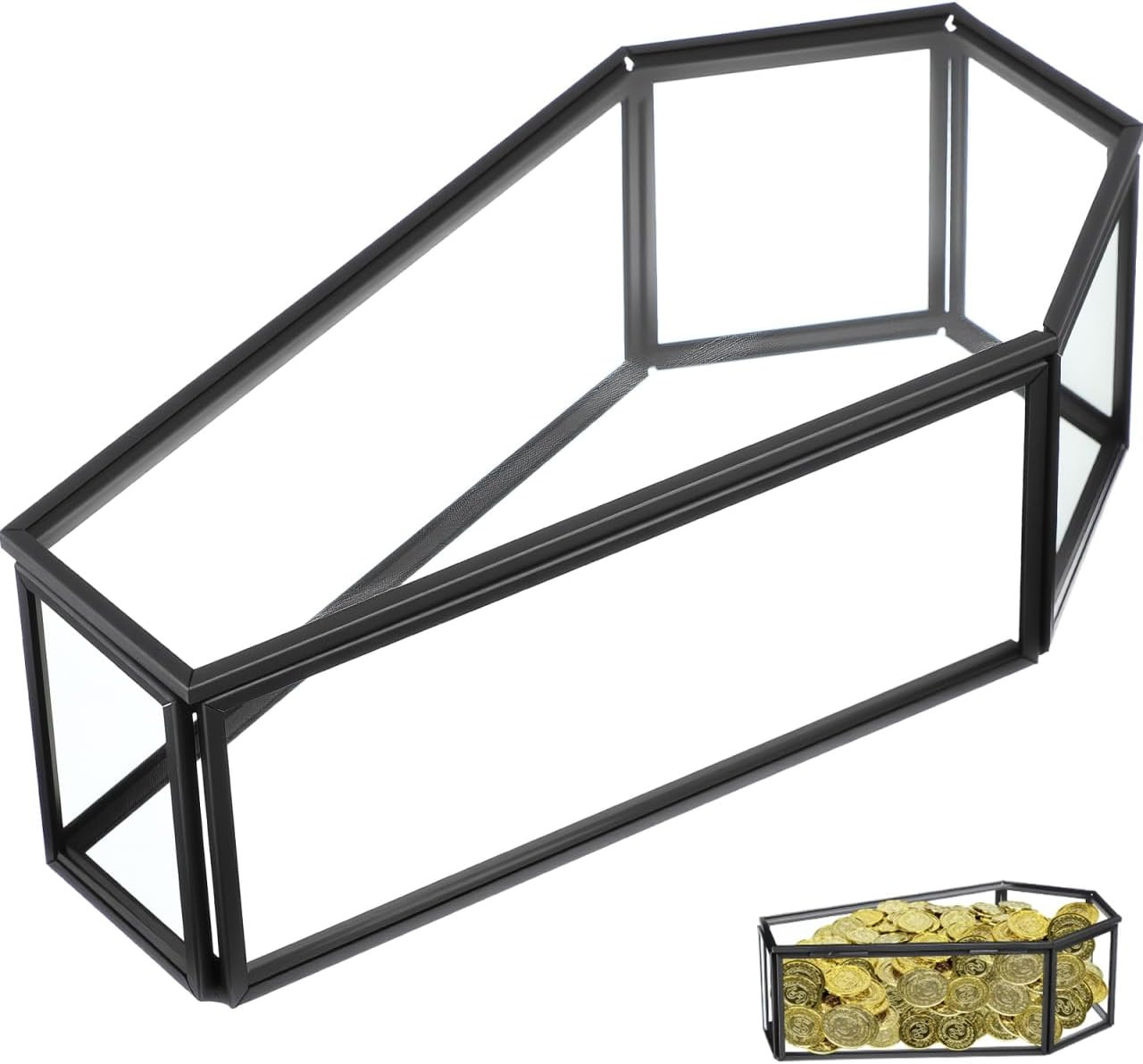 Luxshiny Glass Coffin Box with Hinged Lid Halloween Decor | Amazon (US)