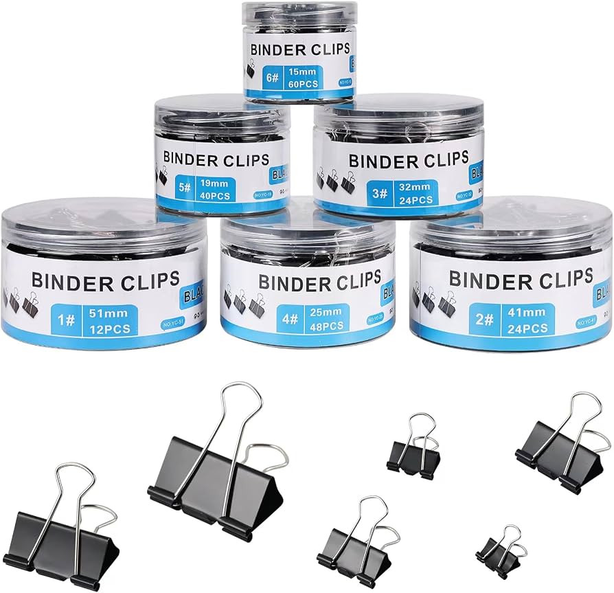 208 PCS Binder Clips Paper Clamps Assorted Sizes, Metal Paper Binder Clip, Black Binding Paperwor... | Amazon (US)