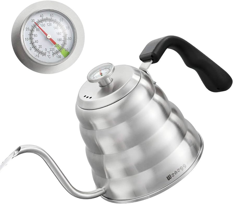 Pour Over Coffee Kettle with Thermometer for Exact Temperature 40 fl oz - Premium Stainless Steel Gooseneck Tea Kettle for Drip Coffee, French Press and Tea - Works on Stove and Any Heat Source | Amazon (US)