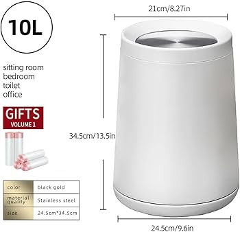 10 L/2.6Gallen,Swing Lid Trash Can,Metal Garbage Can with Flipping Lid,for Bathroom,Living Room,B... | Amazon (US)