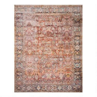 Rust Distressed Persian Style Layla Area Rug | World Market