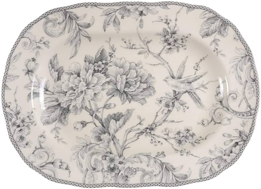 222 Fifth Adelaide Grey & White Serving Platter - Approximately 10" X 13 3/4" | Amazon (US)