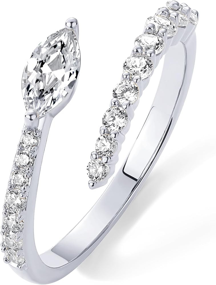 PAVOI 14K Gold Plated Cubic Zirconia Crossover Stackable Ring for Women | Marquise CZ Open Twist ... | Amazon (US)