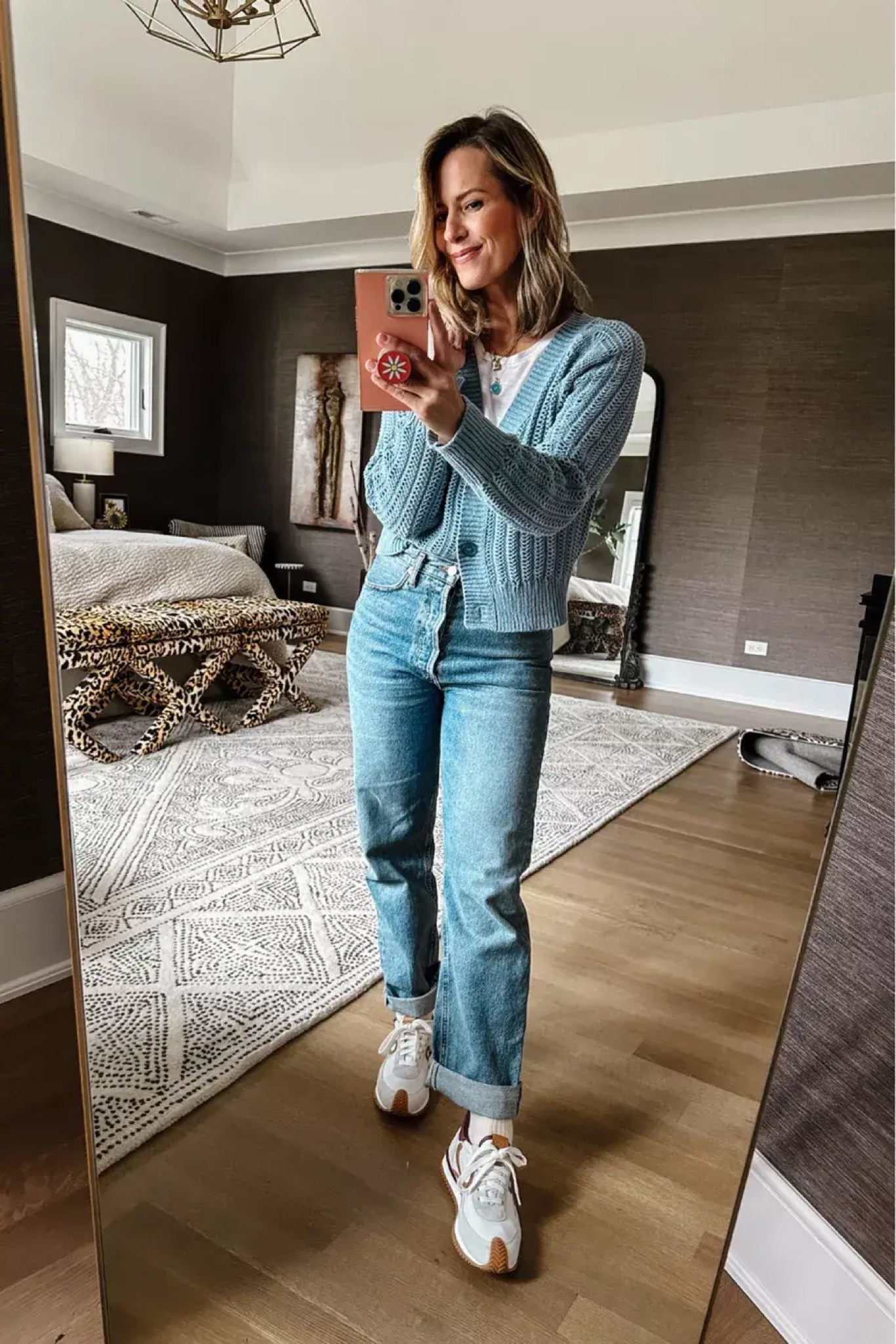 I’m not normally into blue, but I’ve been leaning into it lately. My exact blue cardigan is from last year, but I’ve linked two similar versions below.

#LTKshoecrush #LTKstyletip #LTKSeasonal