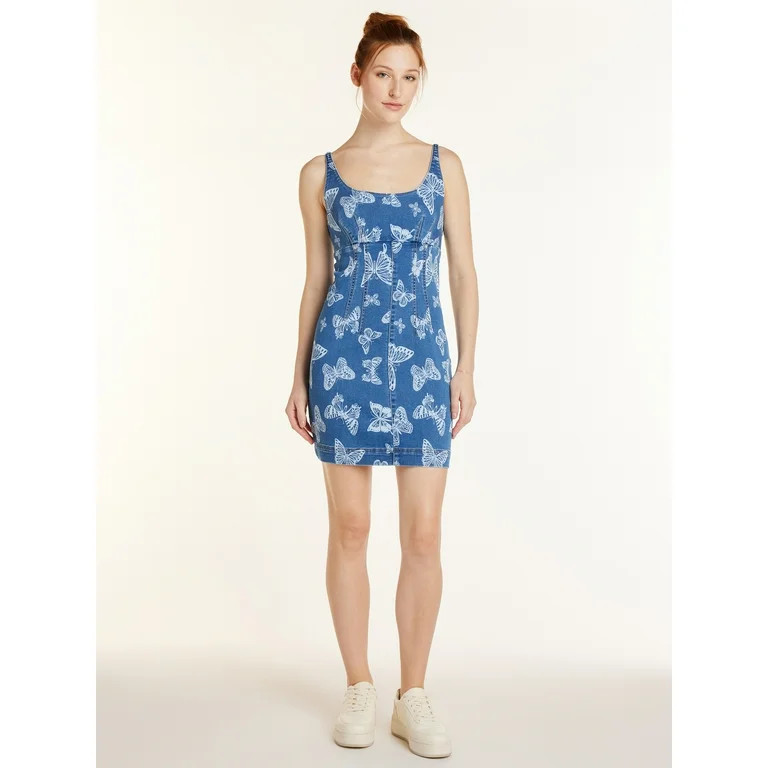 No Boundaries Juniors Plus Sleeveless Denim Mini Dress, Sizes 1X-4X | Walmart (US)