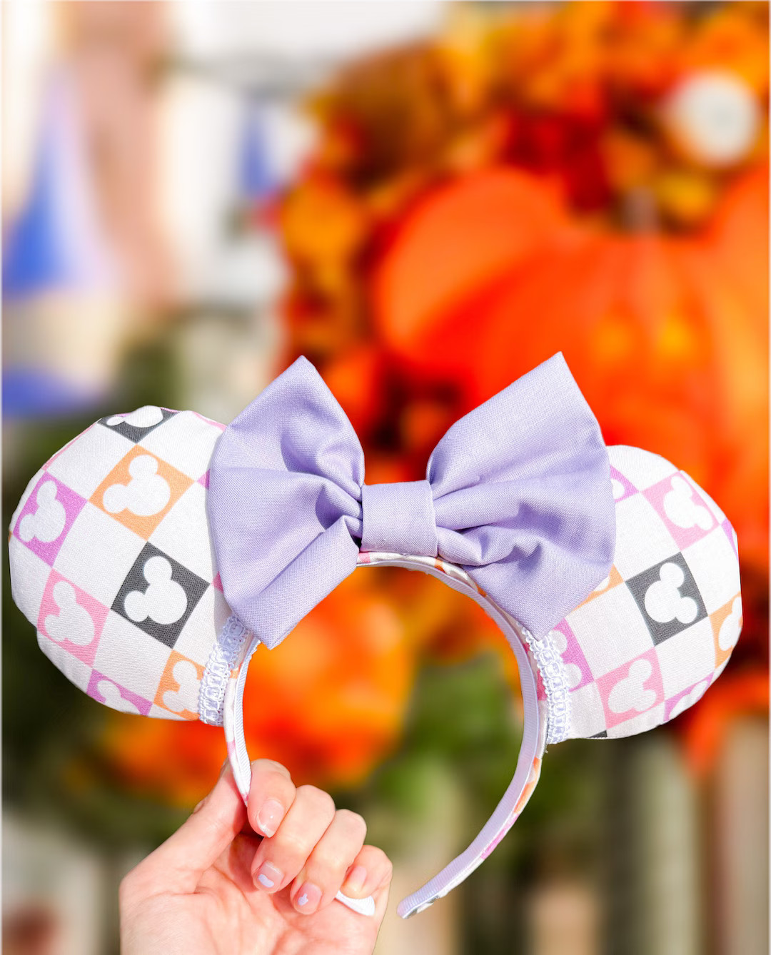 Halloween Mouse Checkered Mouse Ears, Fall Checkered Mouse Ears | Etsy (US)