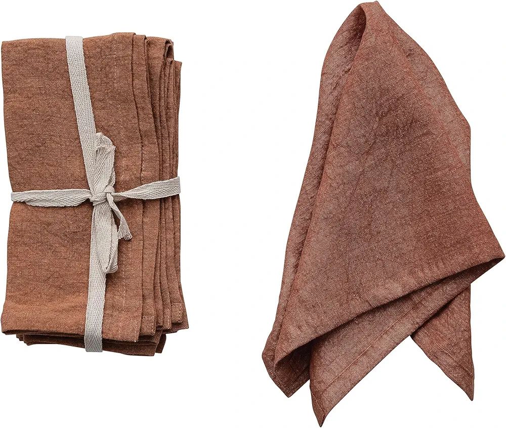 Creative Co-Op 18 Inches Square Stonewashed Linen Dinner Kitchen Use, Rust Color, Set of 4 Napkin... | Amazon (US)