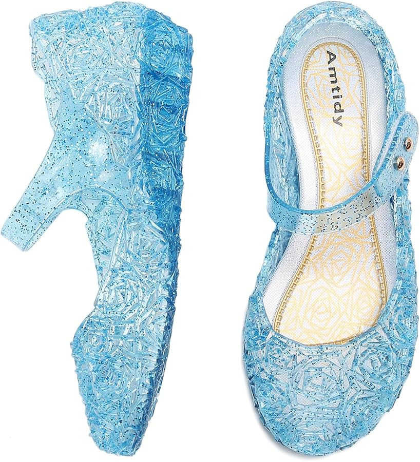 Amtidy Flats Mary Jane Dance Party Cosplay Shoes, Snow Queen Princess Birthday Sandals for Little... | Amazon (US)
