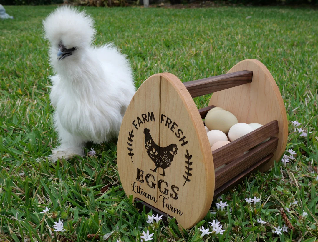 Wooden Personalized Egg Basket-garden Basket- Farmhouse Egg Holder-vegetable Basket-gift for Chic... | Etsy (US)