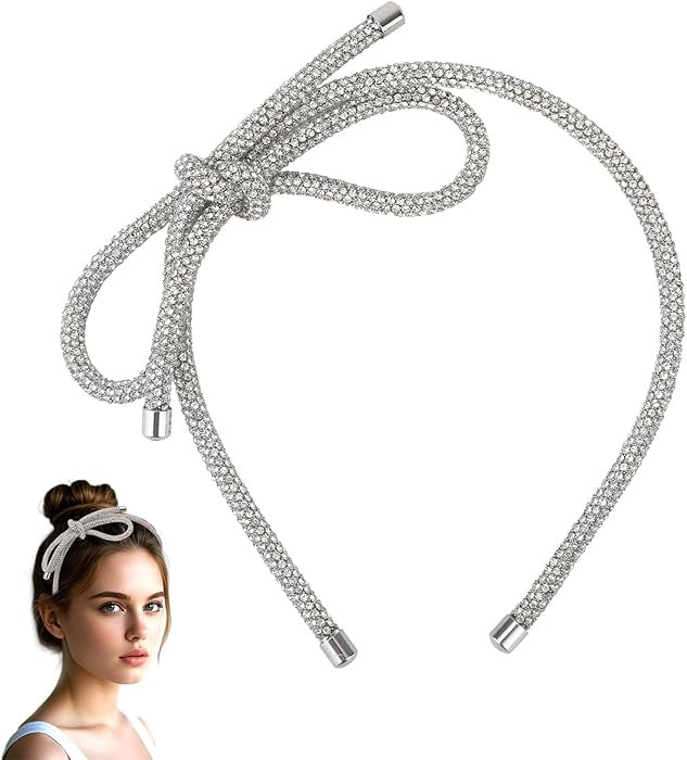 Bow Headband, Rhinestone Hairband Crystal Bow Hairband Hair Bow Shiny Hair Crown Bowknot Headband... | Amazon (US)