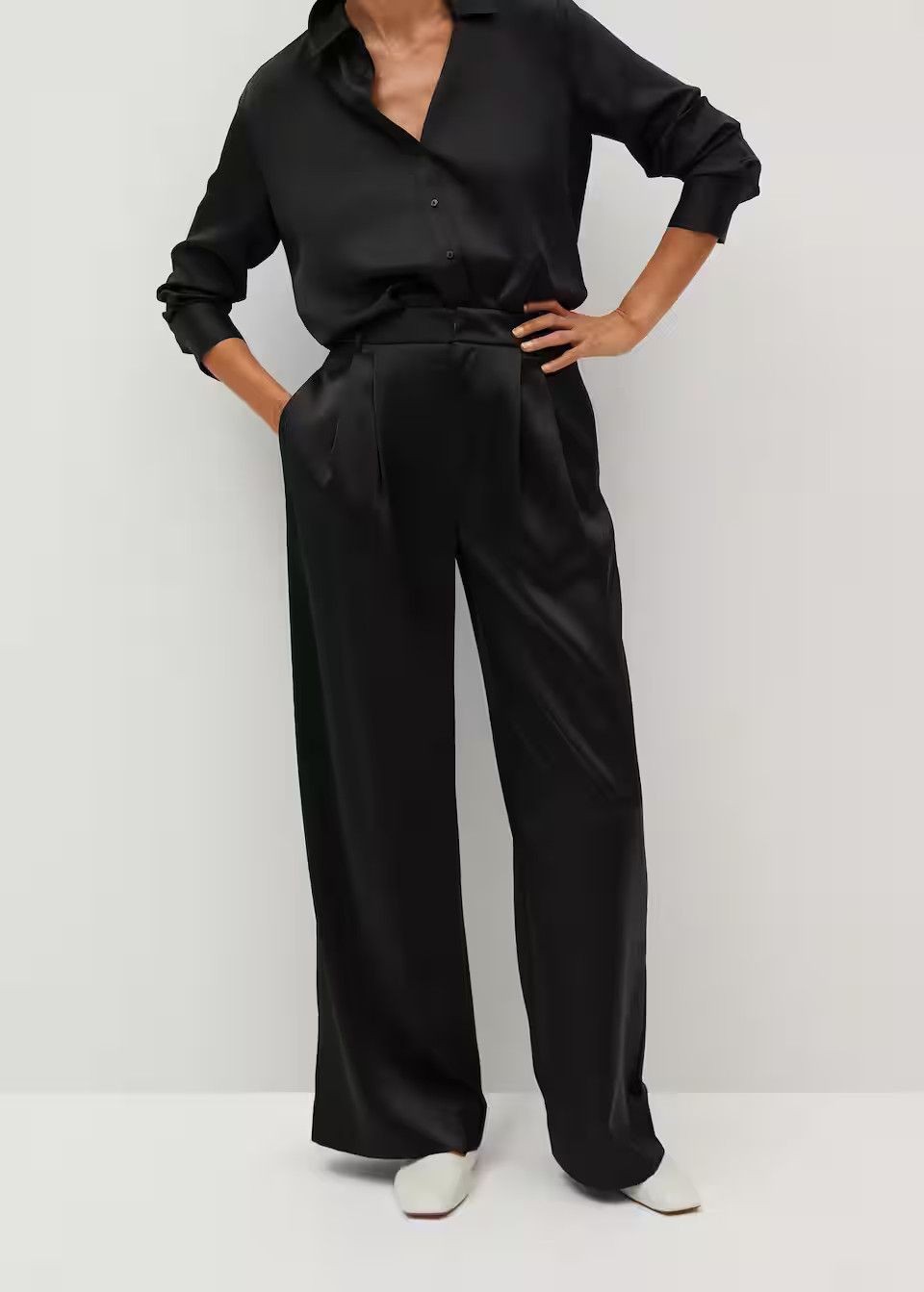 Satin palazzo pants | MANGO (US)