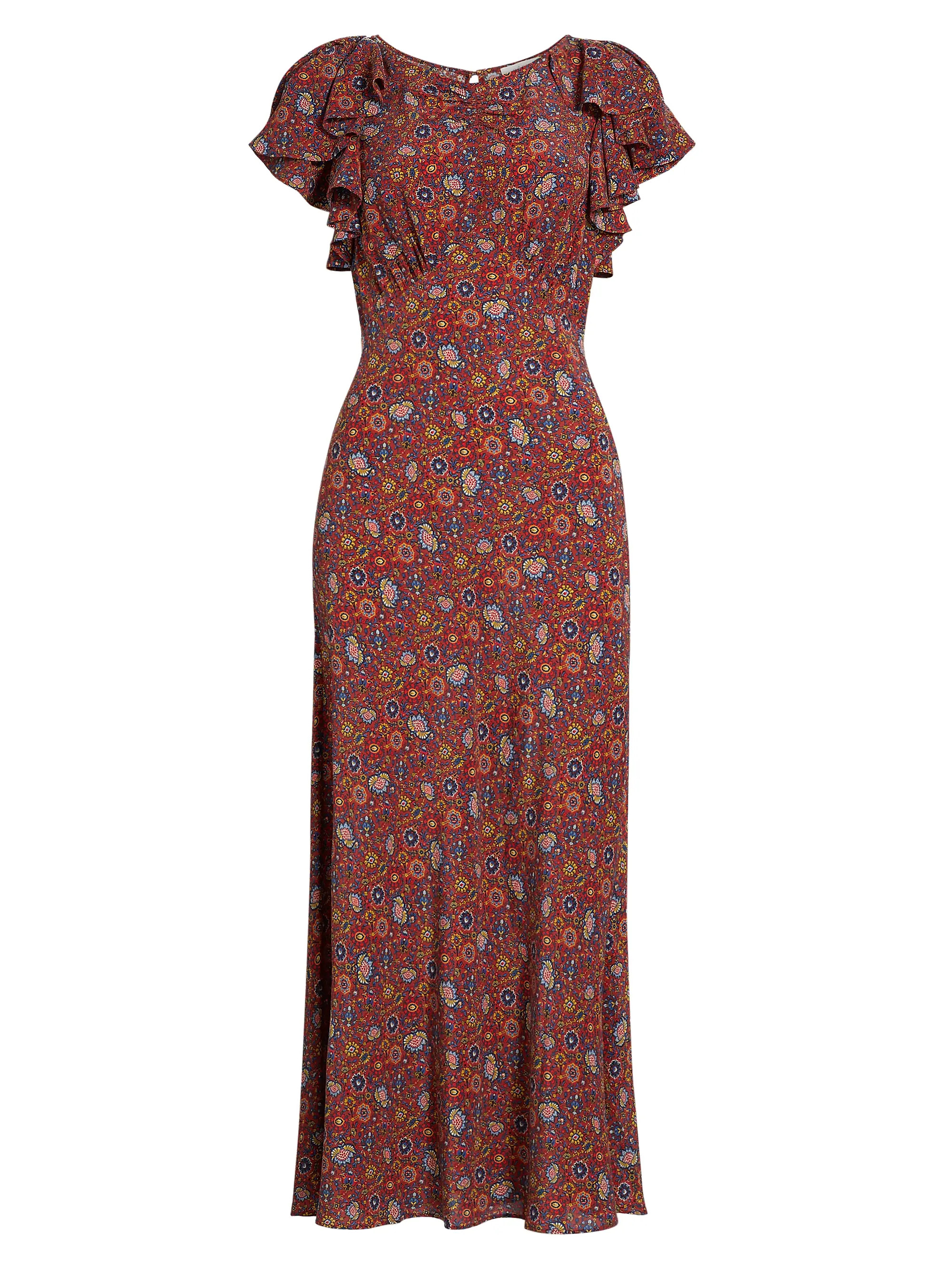 Beatriz Floral Silk Short-Sleeve Maxi Dress | Saks Fifth Avenue