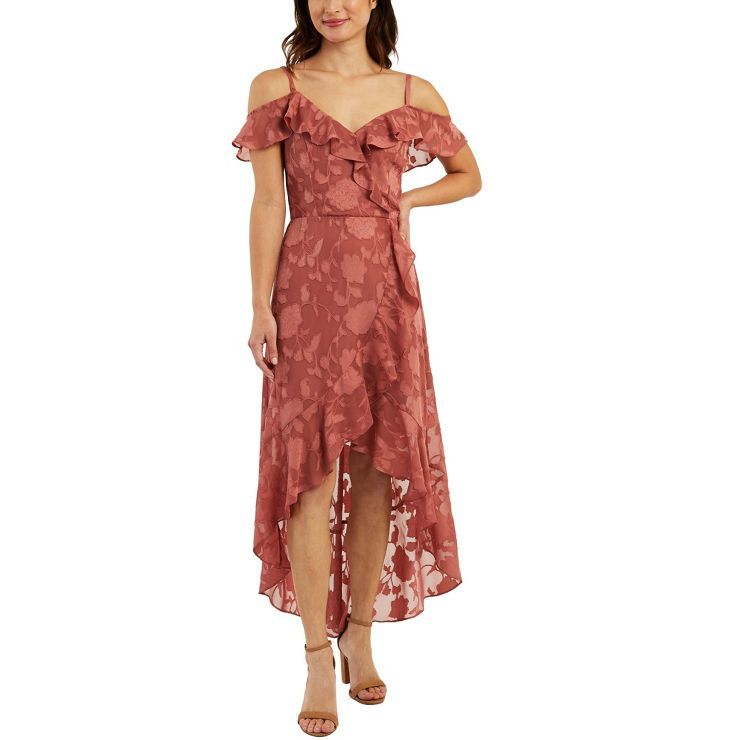 A. Byer Women's Strappy Off the Shoulder Dress with Surplice Hi-Low Hem | Target