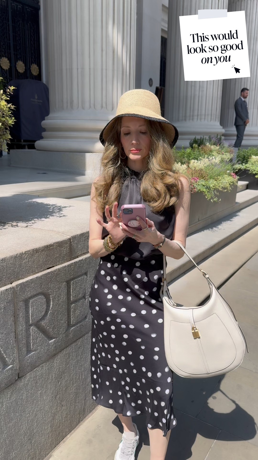 My first outfit in London! Polka dots,
Raffia and halter top oh my!

#LTKTravel #LTKSummerEdit #LTKFindsUnder50