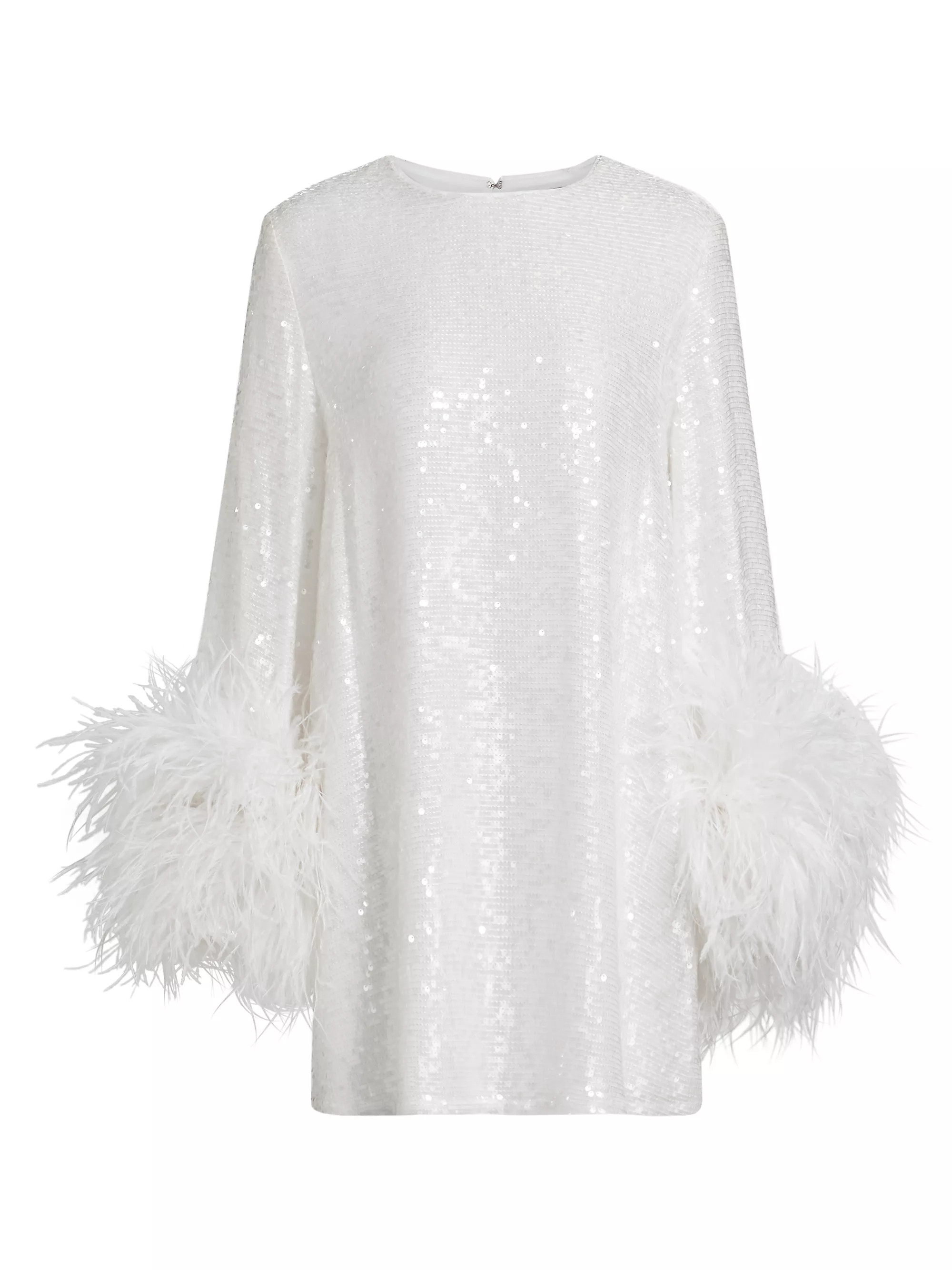 LaPointe Sequin Ostrich-Feather Shift Dress | Saks Fifth Avenue | Saks Fifth Avenue