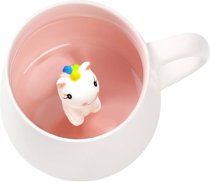 Cute Unicorn Ceramic Mug Unique Hand Painted Novelty 3D Animal cups,Personalised chocolate Tea Mi... | Amazon (US)