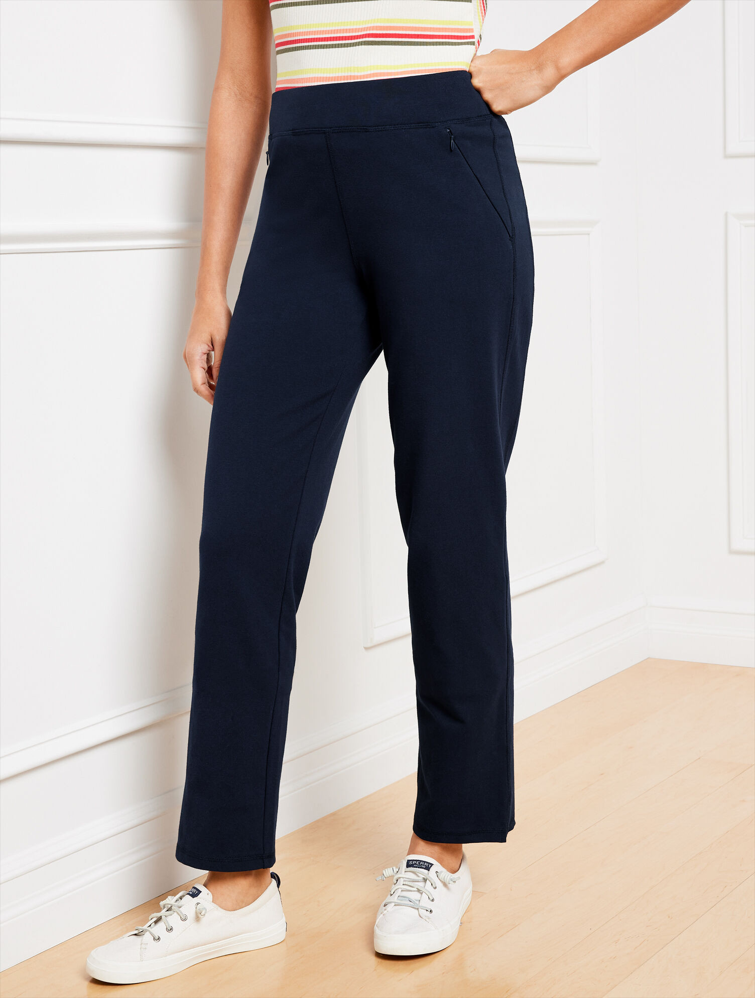 Everyday Stretch Slit Hem Straight Leg Pants | Talbots