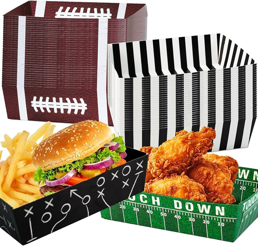 Football Party Supplies, 48Pcs Football Food Trays Football Paper Snack Tray Disposable Football ... | Amazon (US)