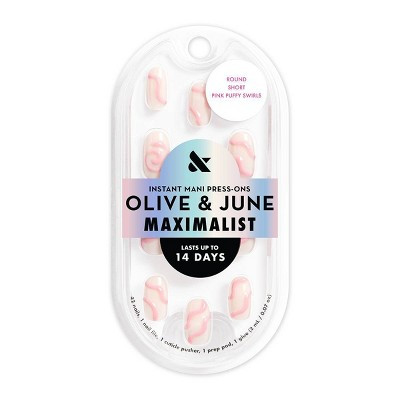 Olive & June Press-On Fake Nails - Maximalist - S Round - Pink Puffy Swirls - 42ct: Gloss, Almond Shape | Target