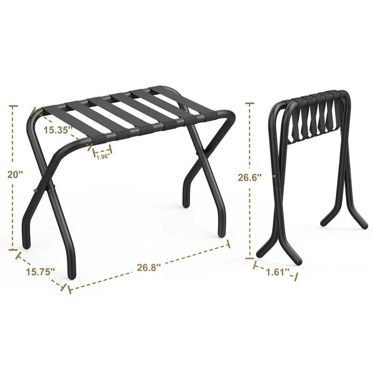 Mr IRONSTONE Luggage Rack Pack of 2, Folding Metal Suitcase Stand with Nylon Straps and Steel Fra... | Walmart (US)