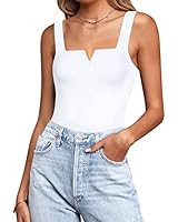 MANGOPOP Women's Scoop Neck Button Down Ribbed Sleeveless Tank Top Long Sleeve Bodysuits Jumpsuit... | Amazon (US)