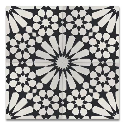 Agdal 8" x 8" Handmade Cement Tile in Black/White | Wayfair North America