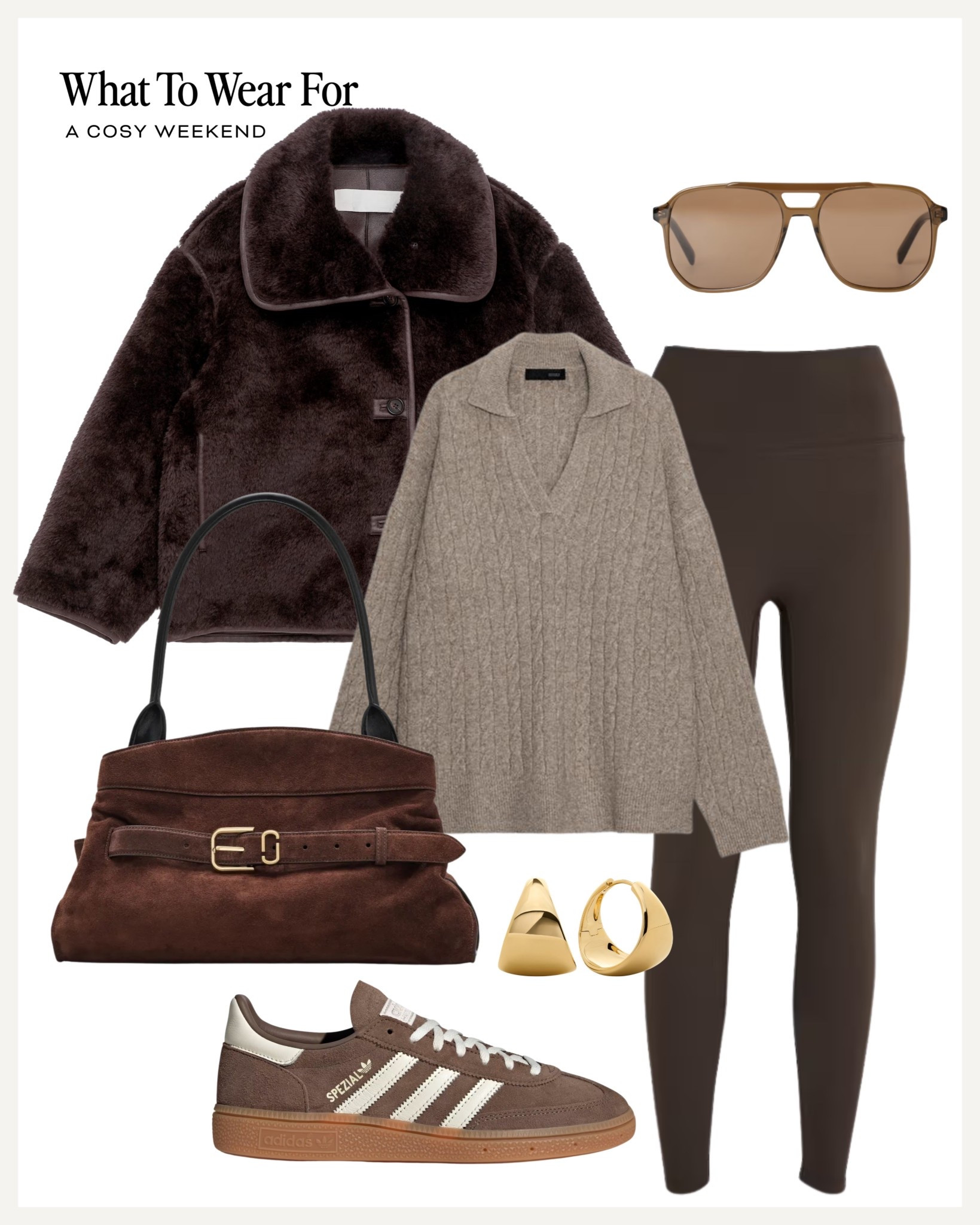 Cosy week outfit ideas

Autumn fashion / faux fur jacket / Teddy jackets / neutral style / leggings / adidas spezials / neutral knits 

#LTKautumn #LTKuk