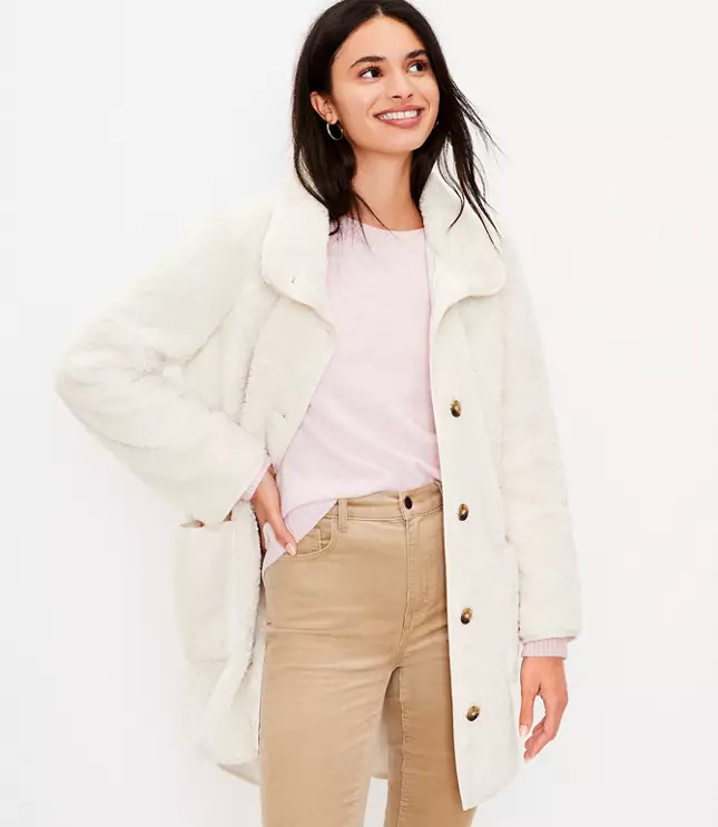 Sherpa Funnel Neck Coat | LOFT
