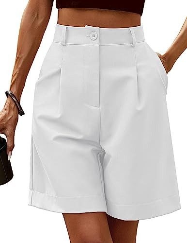 HOTOUCH Bermuda Shorts for Women Summer Dressy Casual Elastic High Waisted Wide Leg Knee Length S... | Amazon (US)